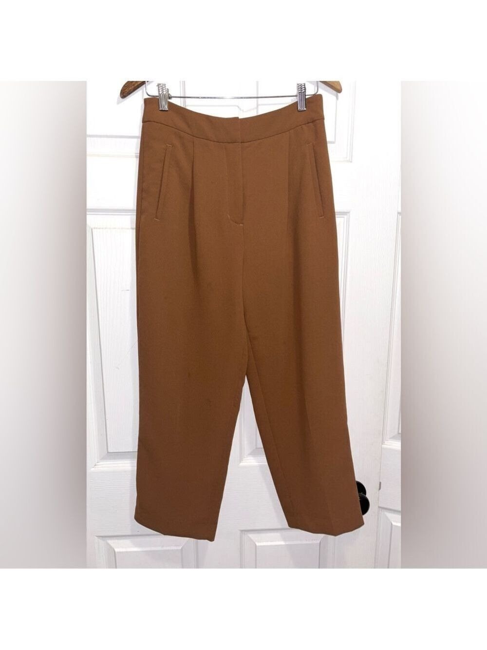 Aritzia WILFRED The Effortless Pants Cropped Rich Chestnut Trousers or Cognac 4